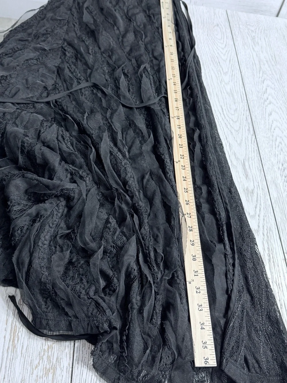 Free People Skirt size Large Maxi Black lace Layered A-Line side tie Worn once!